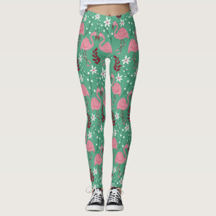 Floral flamingo naadloos roze groen patroon leggings