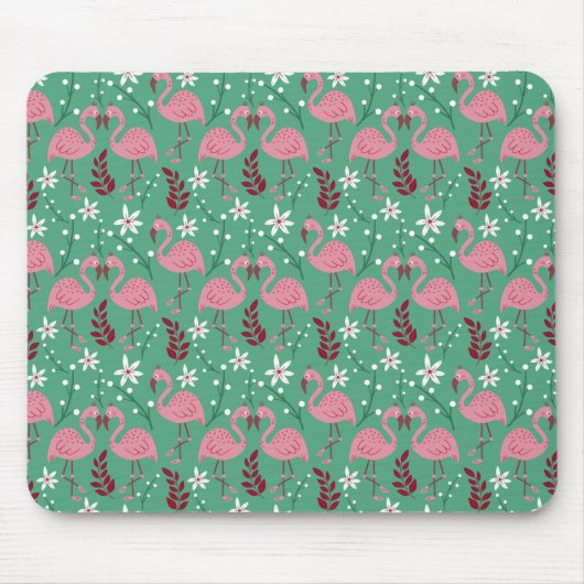 Floral flamingo naadloos roze groen patroon muismat (Voorkant)