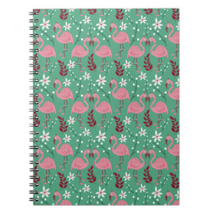 Floral flamingo naadloos roze groen patroon notitieboek