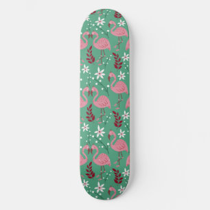 Floral flamingo naadloos roze groen patroon skateboard