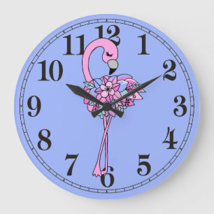  Floral Flamingo Round (Large) Wall Clock Grote Klok