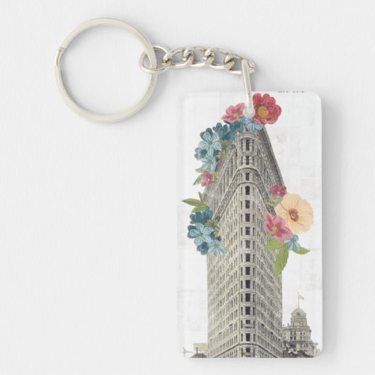 Floral Flat Iron | New York, NY Sleutelhanger (Voorkant)