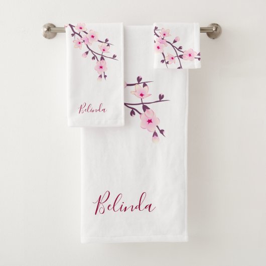 Floral Fleurs de cerisiers Monogramme rose blanc (En situation)