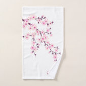 Floral Fleurs de cerisiers Monogramme rose blanc (Serviette à main)