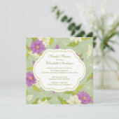 Floral Fleurs Douche nuptiale Invitation Violet (Debout devant)