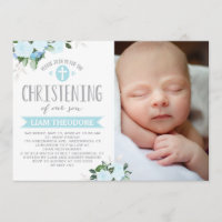 Floral Flores Bleu | Invitation Christening