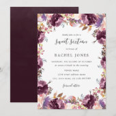 Floral Florom Purple Sweet 16 Invitation (Devant / Derrière)