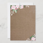 Floral Floroms Burlap rose | Invitation au baptême (Dos)