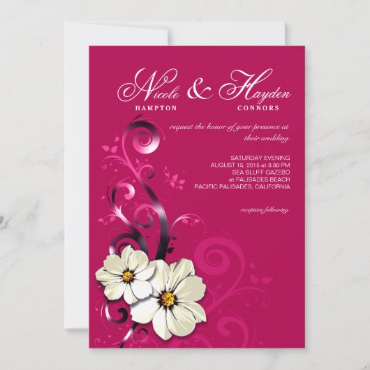 Floral Flourish Monogram | fuchsia Kaart (Voorkant)