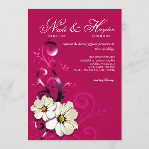 Floral Flourish Monogram fuchsia Kaart