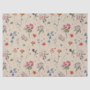  Floral Flower Pattern Pastel Cream Art Tissuepapier