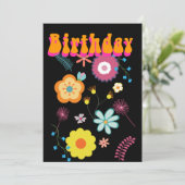 Floral Flower Power Colorée Invitation Anniversair (Debout devant)