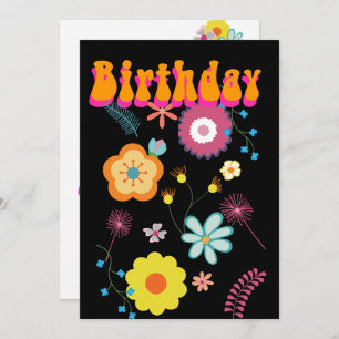 Floral Flower Power Colorée Invitation Anniversair