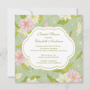 Floral Flowers Bridal Shower Invitation Roze Kaart