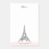 Floral Flowers Paris Eiffel Tower Personalized Post-it® Notes (Voorkant)
