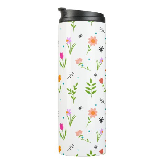 Floral Flowers Pattern Thermal Tumbler Thermosbeker (Geroteerd rechts)