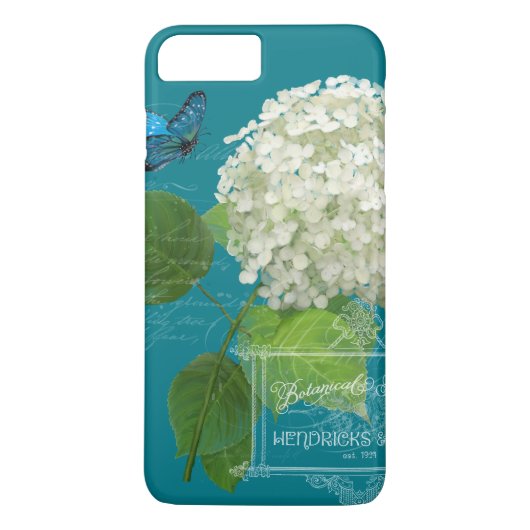 Floral Flowers White Hydrangea Butterfly Script Case-Mate iPhone Case (Achterkant)