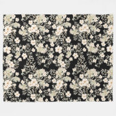 Floral Flowers Wildbloemen verlaten zwarte achterg Fleece Deken (Voorkant (Horizontaal))