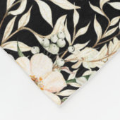 Floral Flowers Wildbloemen verlaten zwarte achterg Fleece Deken (Hoek)
