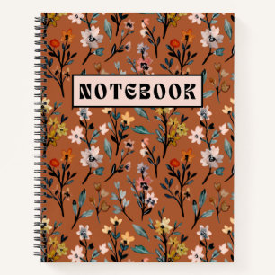 Floral Flowery Earth Tone Spiral Notitieboek