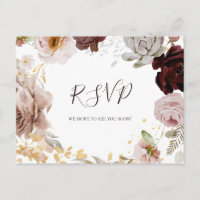 Floral flush moderne | Carte postale Mariage RSVP