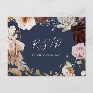 Floral flush moderne Carte postale RSVP de maria
