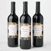 Floral flush moderne | Étiquette de vin Mariage de (Bouteilles)