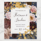 Floral flush moderne | Étiquette de vin Mariage de (Étiquettes simples)