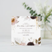 Floral flush moderne | FAIRE-PART DE MARIAGE CARRÉ (Debout devant)