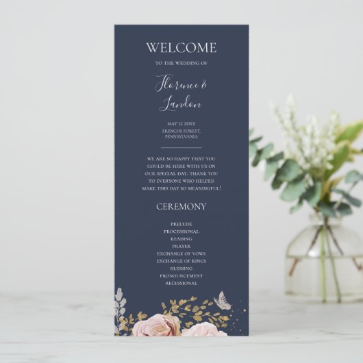 Floral flush moderne | programme de mariage mariti (Debout devant)