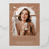 Floral Foil Arch Photo Faire-part de graduation (Recto)