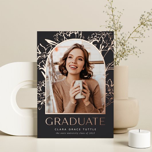 Floral Foil Arch Photo Faire-part de graduation