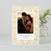 Floral Foil Joyeux Carte photo de vacances (Debout devant)