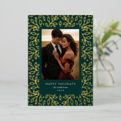 Floral Foil Joyeux Carte photo de vacances (Debout devant)