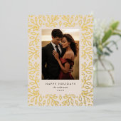 Floral Foil Joyeux Carte photo de vacances (Debout devant)