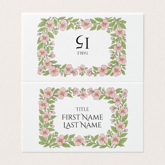 Floral Folded Card for wedding table Kaart (Buitenkant ongevouwen)