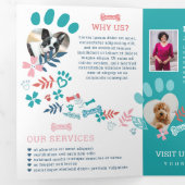 Floral & Foliage Pet Paw Print Pattern Business Drieluik Kaart (Binnenzijde eerst)