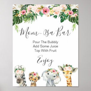 Floral Foliage Safari Mam-Osa Bar Baby shower Poster