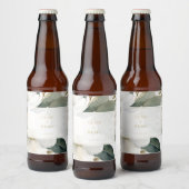 Floral Foliage Waterverf Bruiloft Bier Etiket (Flessen)