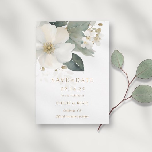 Floral Foliage Waterverf Bruiloft Save the Date Kaart