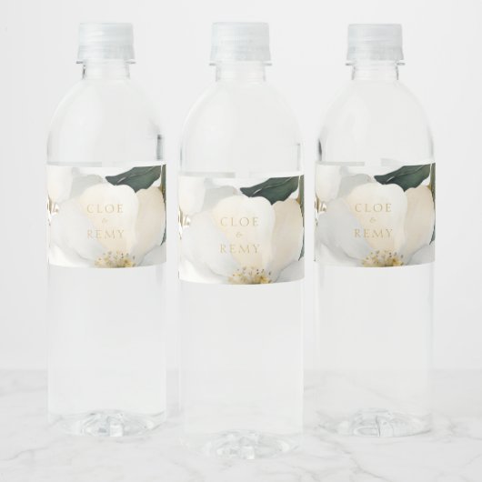 Floral Foliage Waterverf Bruiloft Waterfles Etiket (Flessen)