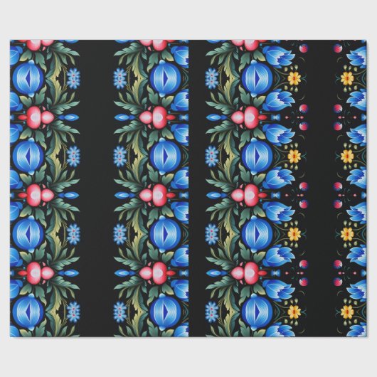 Floral Folk Art Modern Cadeaupapier (Zoom)