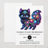 Floral Folk Fantasy Wolf Birthday Kaart (Voorkant / Achterkant)