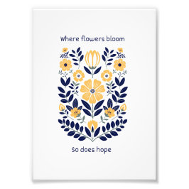Floral Folk Wall Art Print, Scandinavian Botanical Foto Afdruk