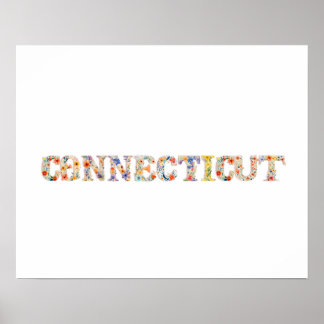 Floral Font State Art Print (CONNECTICUT)