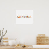 Floral Font State Art Print (Montana) (Keuken)