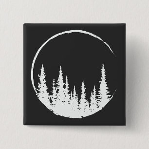 Floral Forest Circle Tree Loing Forest Tree Vierkante Button 5,1 Cm