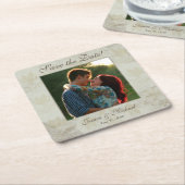  Floral foto slaat de datum op Vierkante Kartonnen Onderzetter (Schuin)