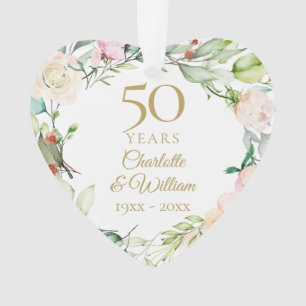 Floral foto van 50th Gold Wedding Jubileum Ornament