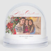 Floral foto van Elegant Merry-kerstkalligrafie Sneeuwbol (Voorkant)